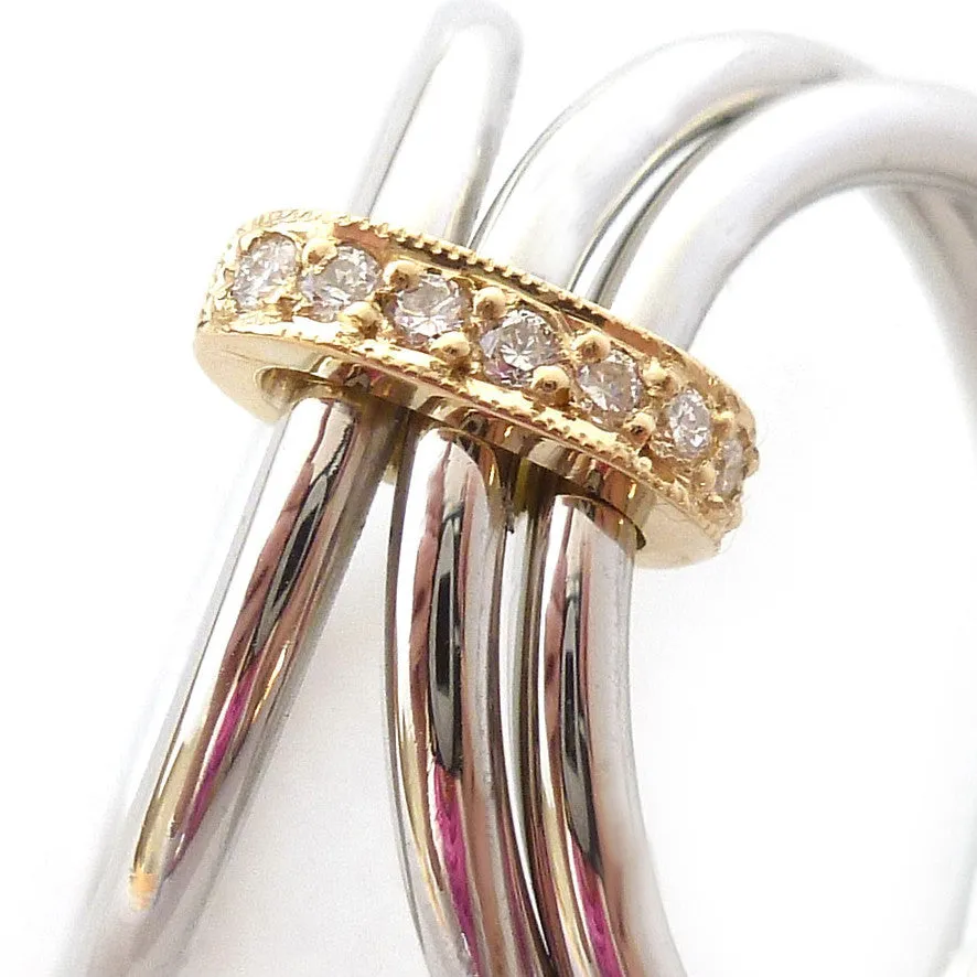 Platinum 18ct Gold and Diamond Triple Band Ring