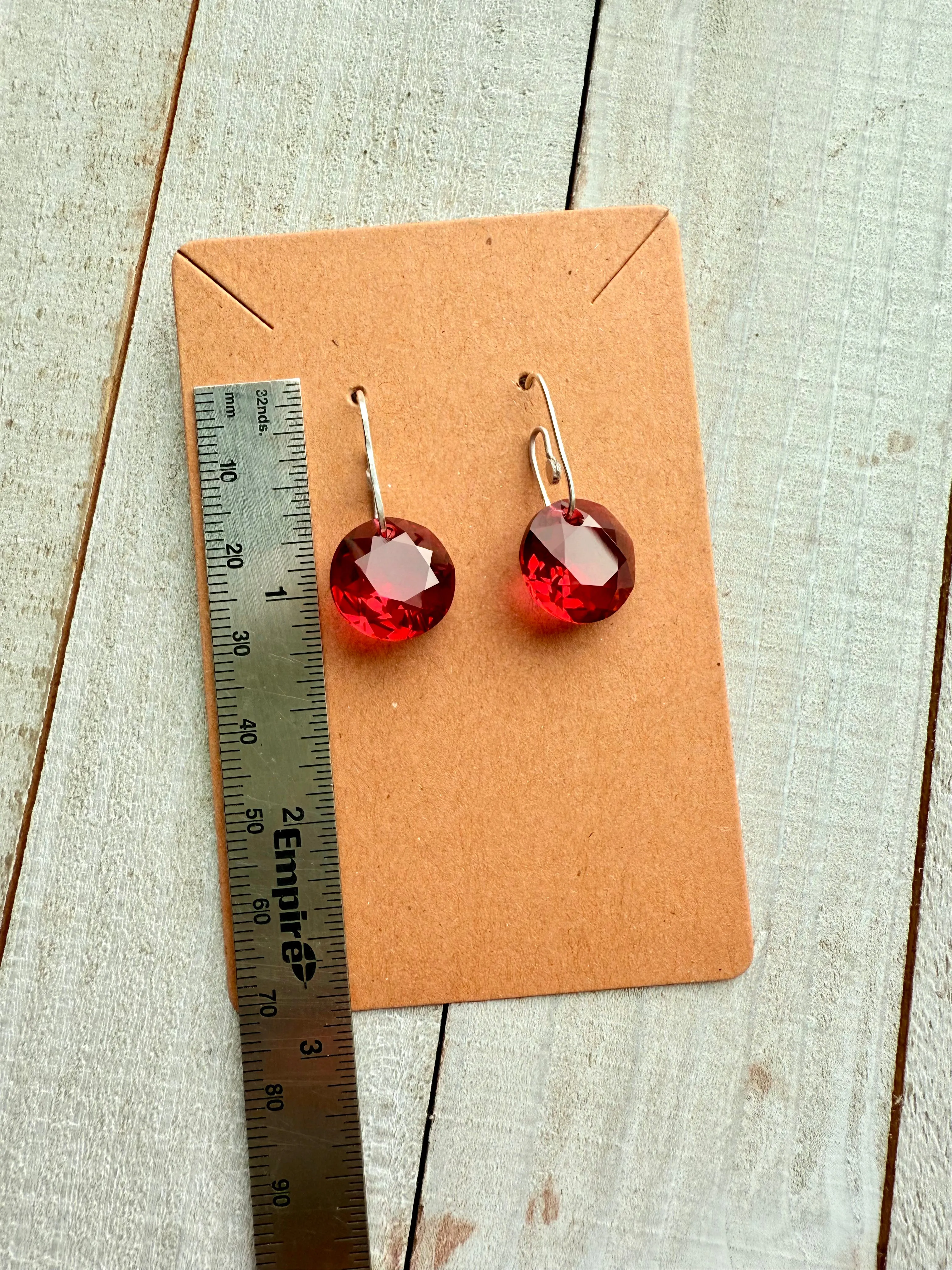 Scarlet Red Sterling Silver Paperclip Earrings